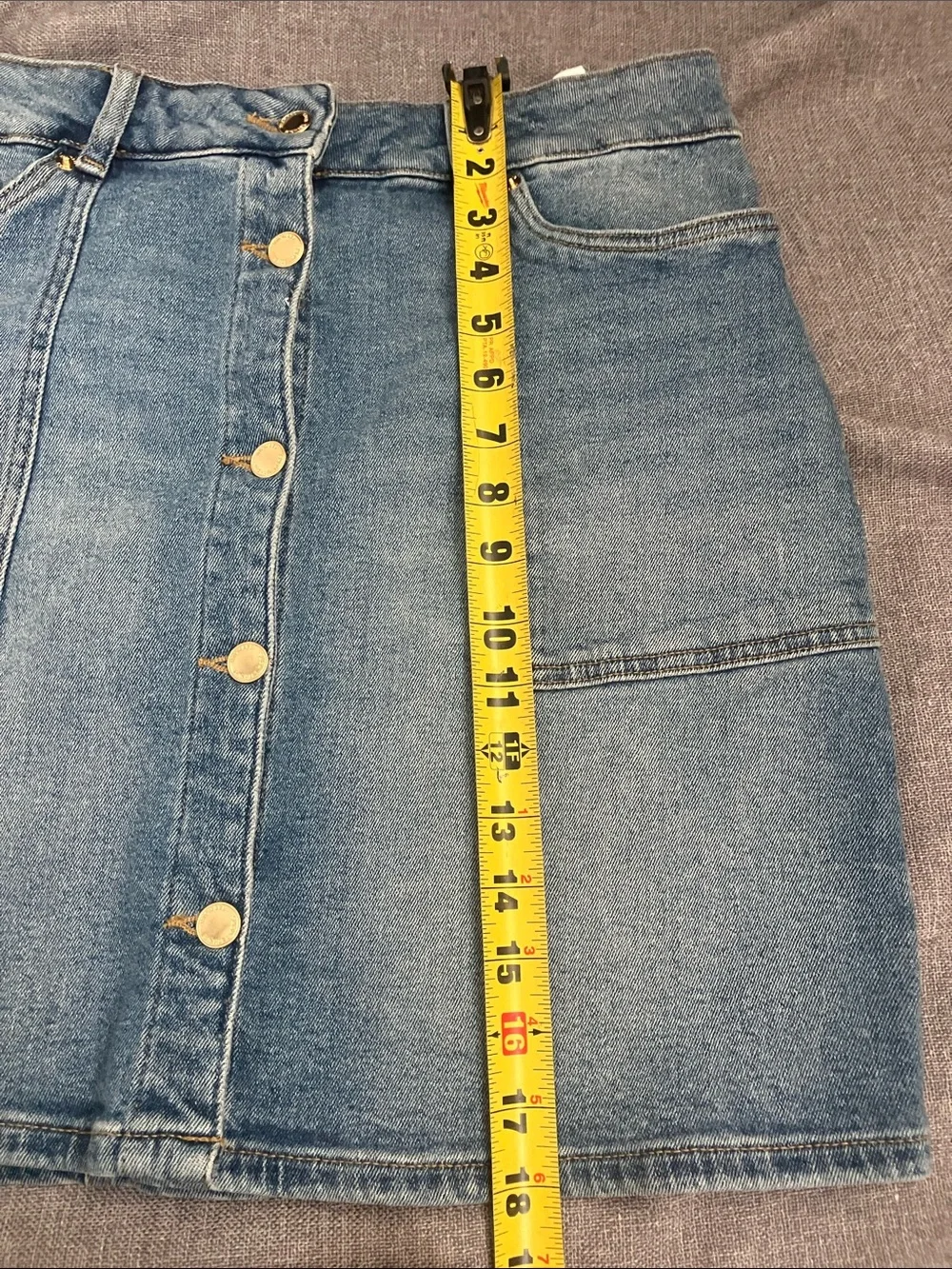 Michael Kors Denim Gold Button Front Skirt Sz 12